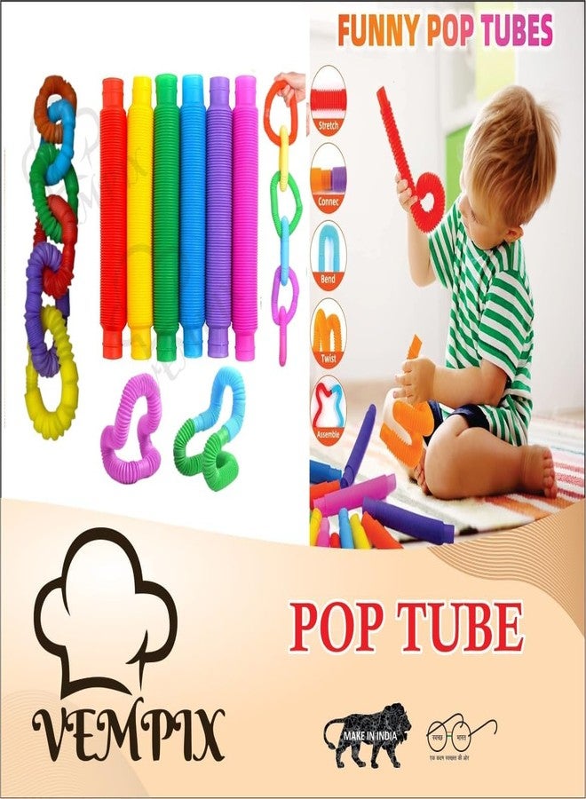 VEMPIX Pop Tubes Fidget Toy, Sensory Tubes, Poppin Pipes for Kids, Stress Relief Stretch Bend Build and Connect Toy, Fidget Toys for Sensory Learning, Colorful Pop Tubes (Pop Tube - 6) - Image 5