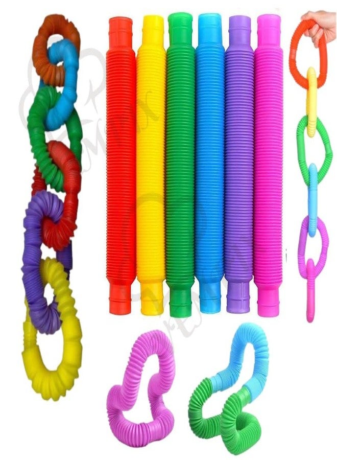 VEMPIX Pop Tubes Fidget Toy, Sensory Tubes, Poppin Pipes for Kids, Stress Relief Stretch Bend Build and Connect Toy, Fidget Toys for Sensory Learning, Colorful Pop Tubes (Pop Tube - 6) - Image 2