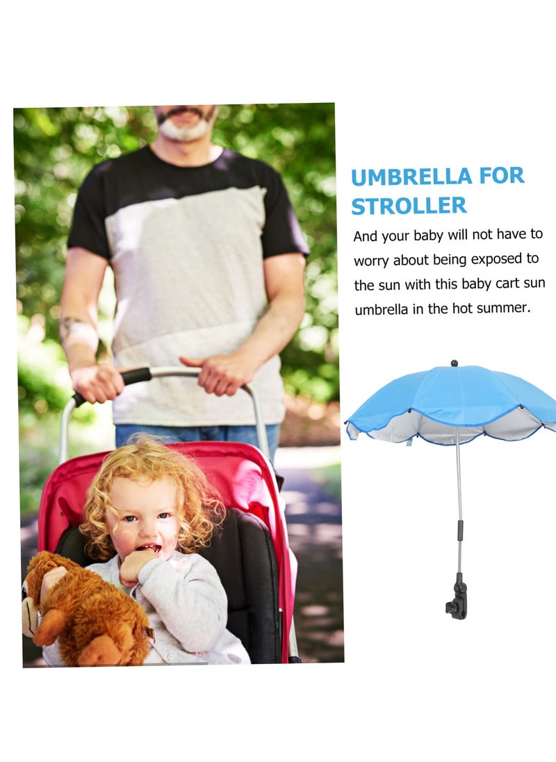 Generic - Newborn Stroller Umbrella, Clip-on Sunshade for Infant Pushchairs, Offers UV Protection with Durable Fabric, Large Umbrella for Strollers and Deck Chairs, Blue - Image 1