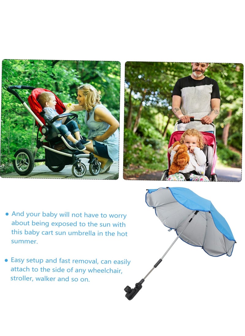 Generic - Newborn Stroller Umbrella, Clip-on Sunshade for Infant Pushchairs, Offers UV Protection with Durable Fabric, Large Umbrella for Strollers and Deck Chairs, Blue - Image 1