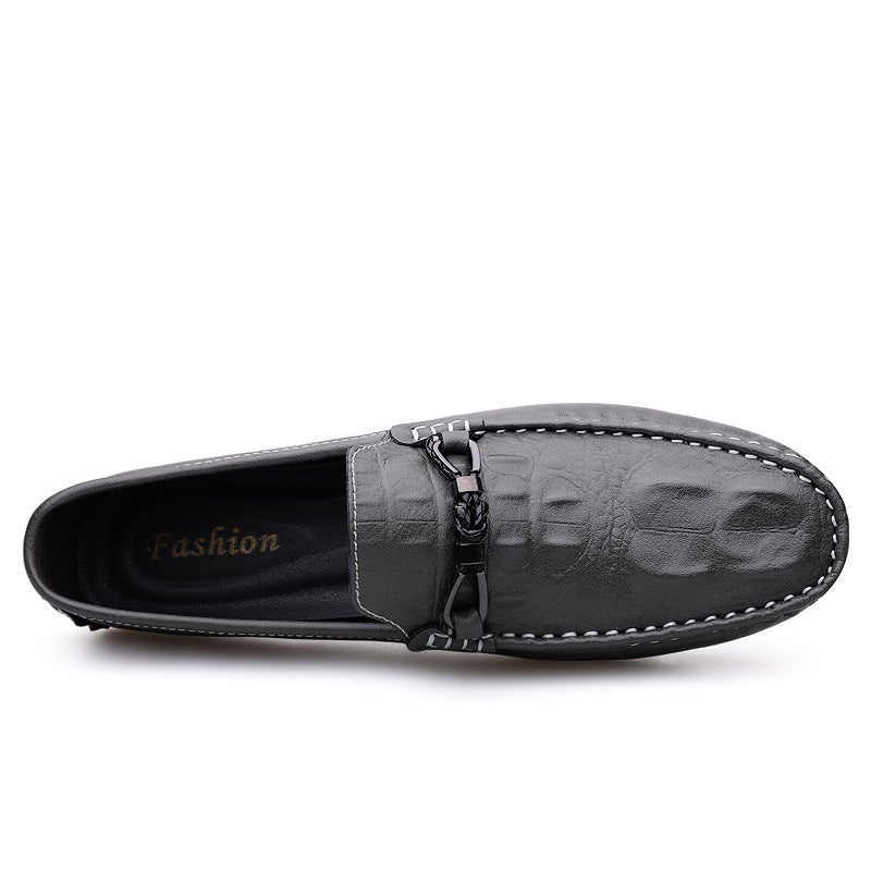 Pomeranian Large Size 45 46 47 First Layer Cowhide White Bean Shoes Men'S Soft Face Leather Feet Driving Tide - Image 1