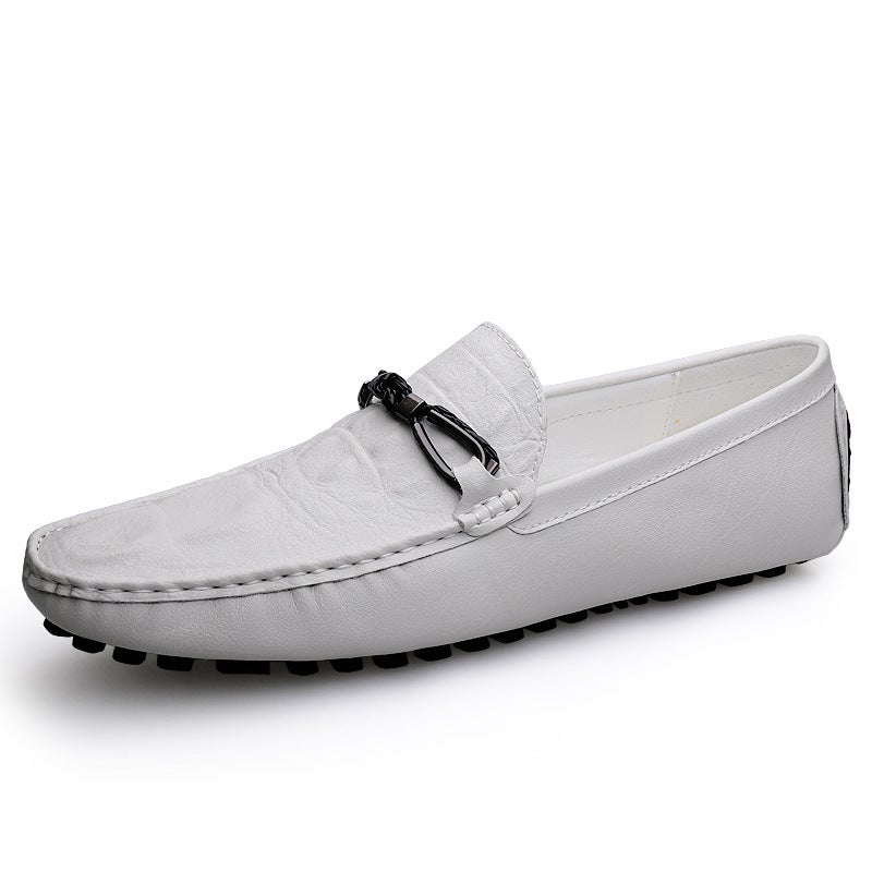 Pomeranian Large Size 45 46 47 First Layer Cowhide White Bean Shoes Men'S Soft Face Leather Feet Driving Tide - Image 3