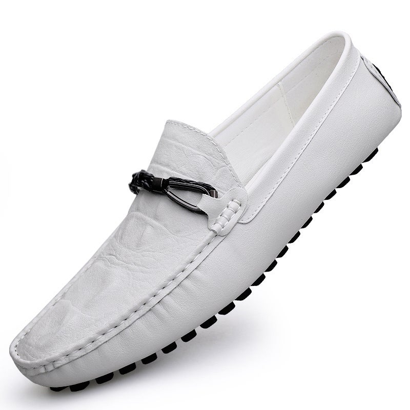 Pomeranian Large Size 45 46 47 First Layer Cowhide White Bean Shoes Men'S Soft Face Leather Feet Driving Tide - Image 2
