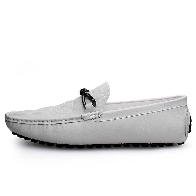 Pomeranian Large Size 45 46 47 First Layer Cowhide White Bean Shoes Men'S Soft Face Leather Feet Driving Tide - Image 4