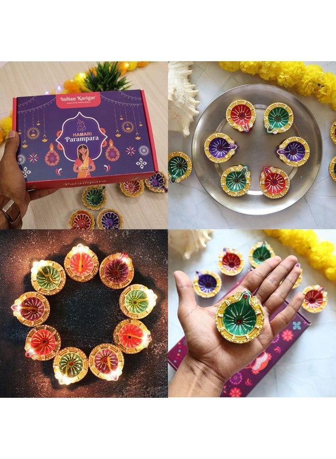 Indian Karigar هدايا ديوالي من كاريغار الهندية 6 مصابيح ديوالي لمهرجان ديوالي عناصر تزيين ديوالي لتزيين المنزل مصابيح زخرفية من الطين لمهرجان ديوالي هدايا ديوالي للتزيين - Image 3