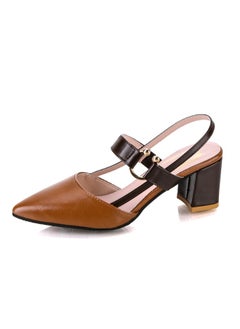 Rup Art Women’s Office High Heels Casual Shoes Pointed Chunky Heel Large Size Chaussures Femmes Thick Heel Sandals  - Image 1