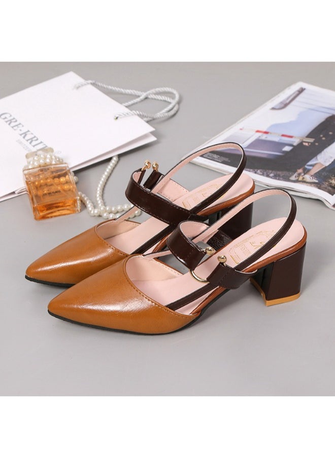 Rup Art Women’s Office High Heels Casual Shoes Pointed Chunky Heel Large Size Chaussures Femmes Thick Heel Sandals  - Image 2