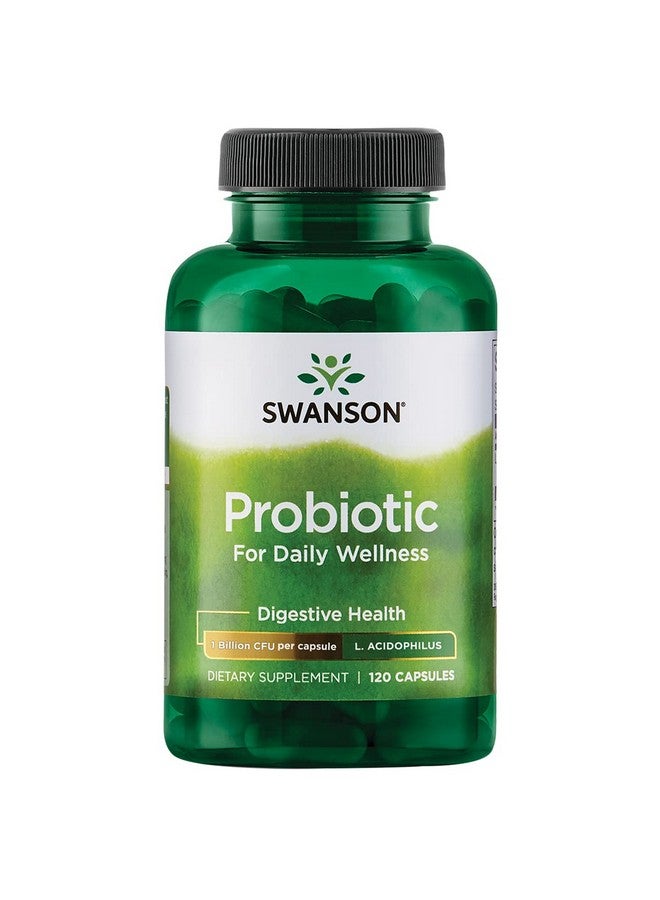 سوانسون Swanson Probiotic - مكمل غذائي لصحة الجهاز الهضمي يحتوي على 1 مليار وحدة تشكيل مستعمرة لكل كبسولة - تركيبة طبيعية تدعم انتظام حركة الأمعاء والعافية اليومية - (120 كبسولة) - Image 1