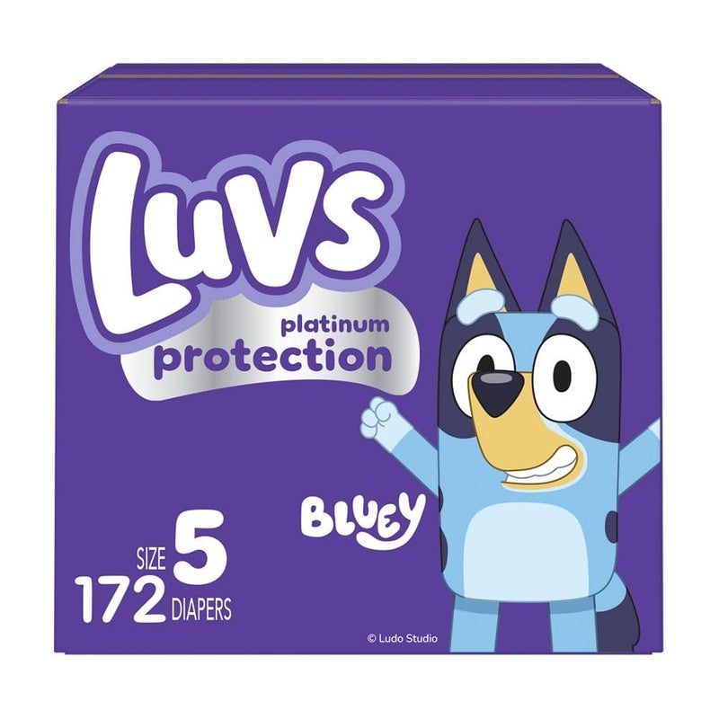 Luvs Diapers - Size 5, 172 Count, Bluey Platinum Protection Baby Diaper - Image 1