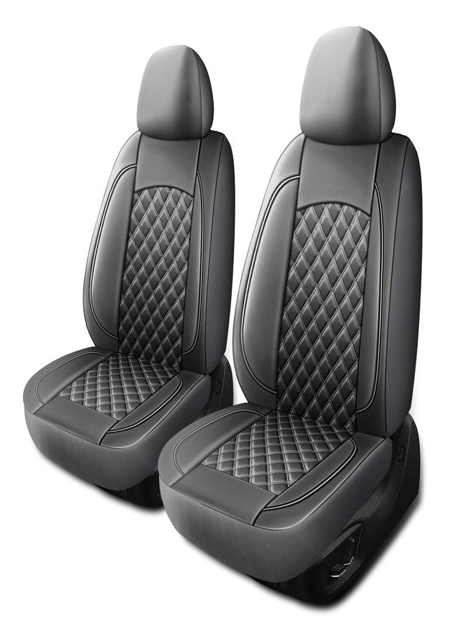 HChengkikz Leather Car Seat Covers,Breathable and Waterproof Napa Leather Automotive Seat Cover,Universal Interior for Cars,Sedans,SUVs,Vans,Trucks(2 Pieces,Front Seat,Grey,N3)
