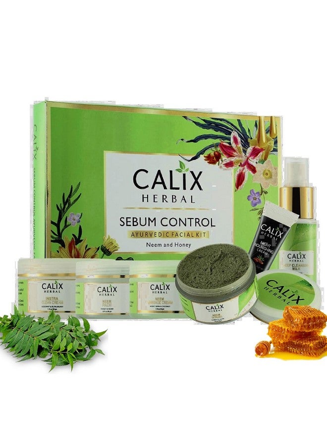كلاليكس هيربال مجموعة العناية بالوجه من كاليكس هيربال سيبوم كنترول أيورفيدا لتنقية البشرة وموازنة رطوبتها بتركيبة كيراتينية مع النيم والعسل، 260 جرام - Image 1