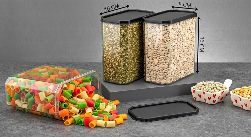 Qshare Kitchen Storage Box - Oval Shape Container Boxes For Storage Transparent Air Tight Containers For Kitchen Storage Pulses Storage Jar Containers Set For Spices, Atta, Grains, Cereals, Pulses - Image 2