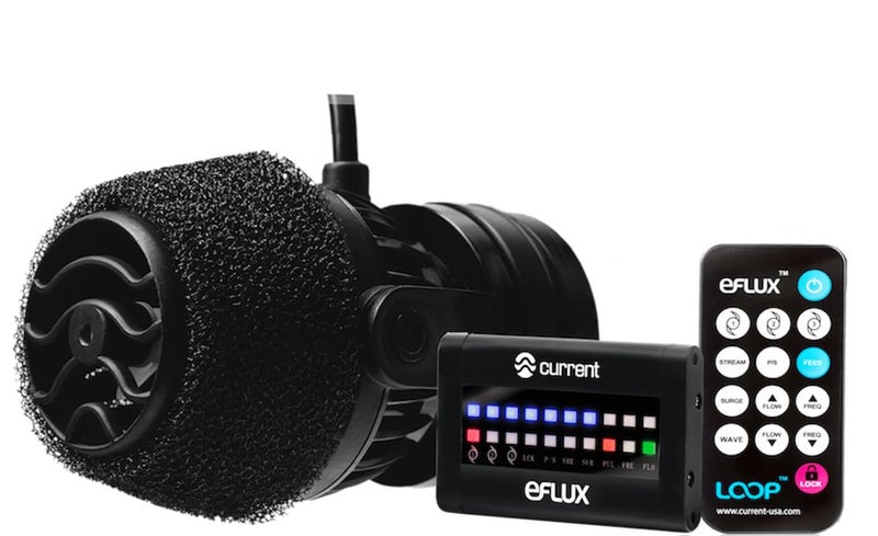 مجموعة مضخة موجات eFlux CURRENT USA 1050 GPH 6001 رأس طاقة مغناطيسي مع وحدة تحكم LED لخزان المياه المالحة 2101050 GPH مضخة دوران المياه للأكواريوم من 10 إلى 70 جالون باللون الأسود
