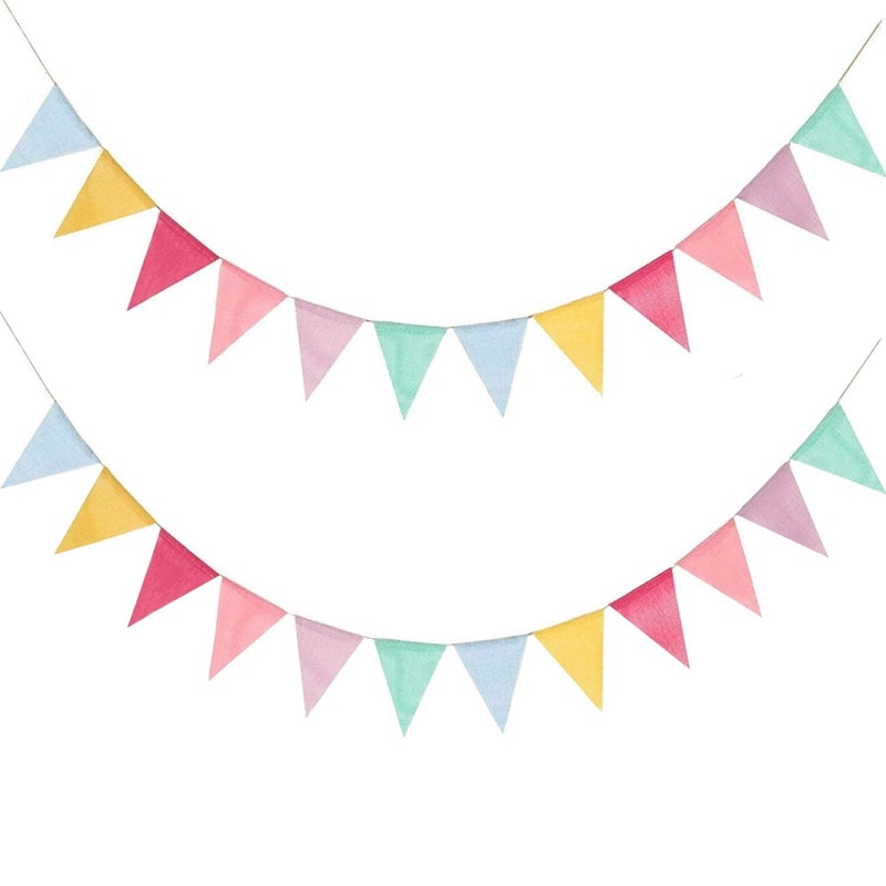 بارتي ويذ إيما 2 قطعة قوس قزح الملونة الكتان حزب راية العيد زينة عيد ميلاد سعيد مهرجان الديكور رمضان عيد الميلاد حفلة الخطوبة مثلث الرايات - Image 1