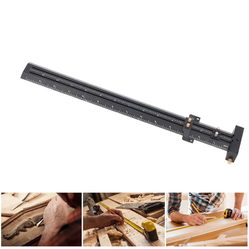 Black Aluminum Alloy T Type Scribing Ruler 380x68mm Sliding Precision Measuring Tool - Image 5