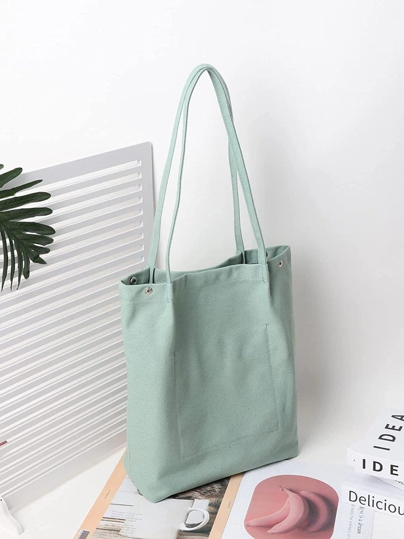 Glowic Large Canvas Tote Bags For Women With Zipper | Shopping Bag For Grocery, Travel, Beach | Shoulder Handbags For Women, College Bags For Girls Stylish Trendy (Wbag-41), Green - Image 5