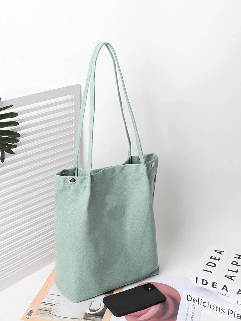 Glowic Large Canvas Tote Bags For Women With Zipper | Shopping Bag For Grocery, Travel, Beach | Shoulder Handbags For Women, College Bags For Girls Stylish Trendy (Wbag-41), Green - Image 2