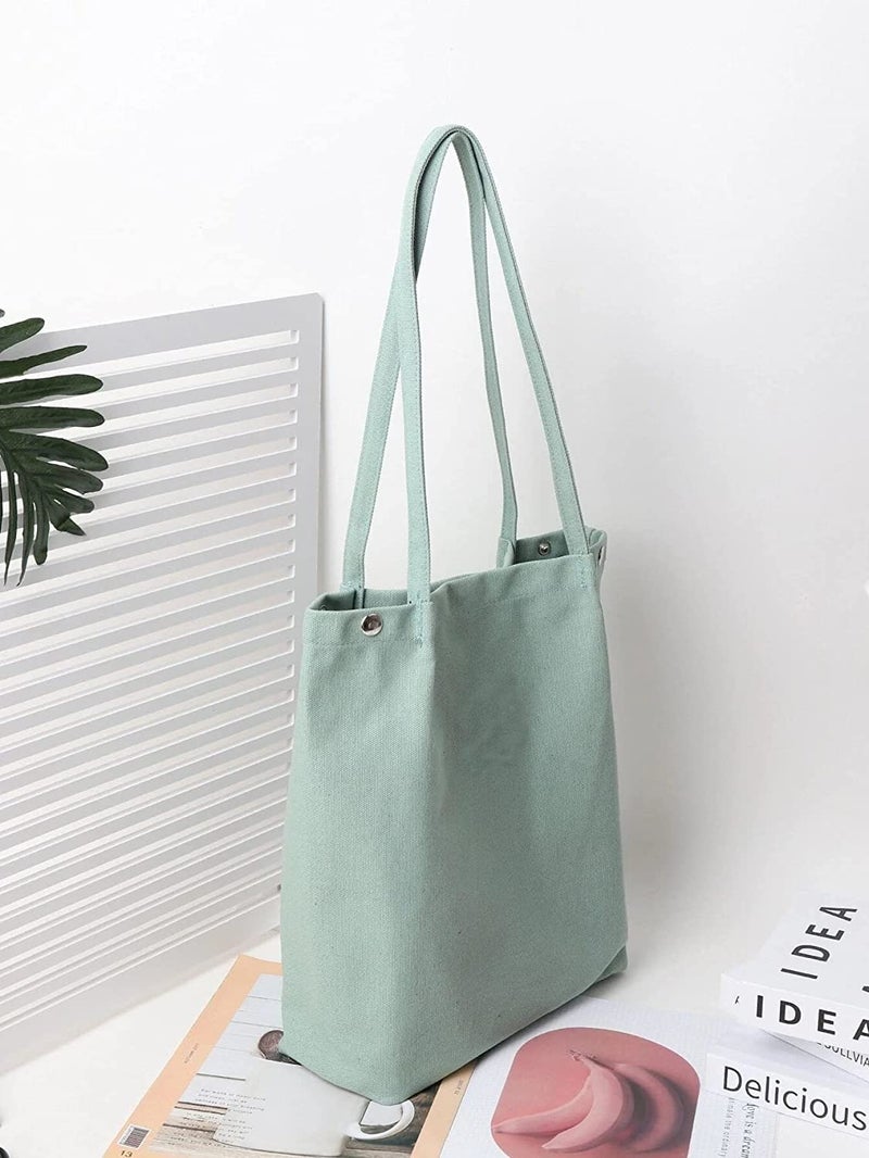 Glowic Large Canvas Tote Bags For Women With Zipper | Shopping Bag For Grocery, Travel, Beach | Shoulder Handbags For Women, College Bags For Girls Stylish Trendy (Wbag-41), Green - Image 3