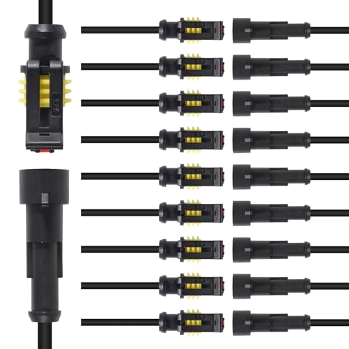 AITRIP 10 Kit 1 Pin ConnectorWay Car Waterproof Electrical Connector1 pin Plug Auto Electrical Wire Connectors with Wire 16 AWG Marine for Car Truck Boat and Other Wire Connections - Image 1