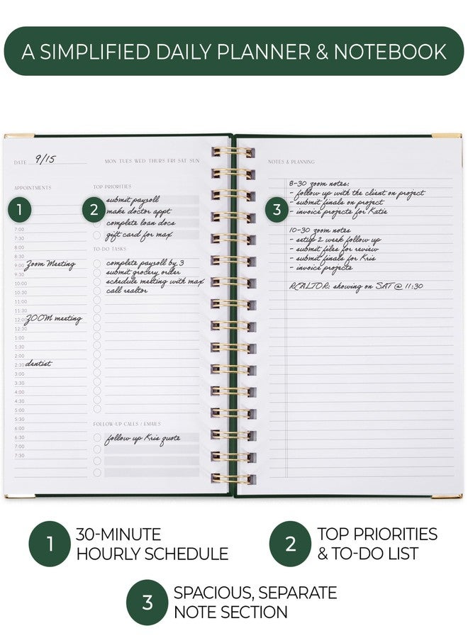 ZICOTO Aesthetic Daily Planner And Notebook With Hourly Schedule - Aesthetic Spiral To do List Notepad For Work/Home to Organize Tasks And Appointments - Stylish School/Office Supplies Book For Women - Image 2