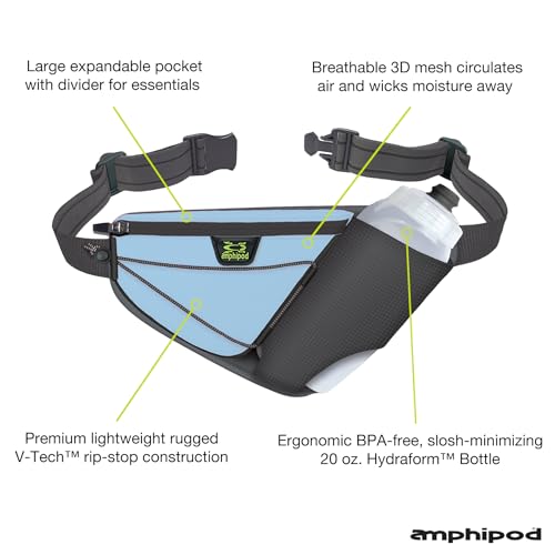 Amphipod ProfileLite 20 Bottle Pack Runners Waist Hydration Belt 5K10K Endurance Ultra Running Men Women CharcoalIce 20 oz - Image 3