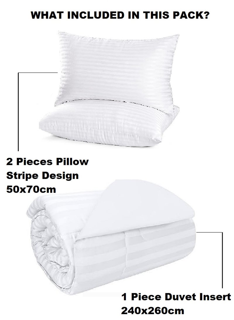 Blueberry King Stripe Duvet Insert High Quality Cotton White 240x260cm With 2 Pieces Pillow  - Image 3