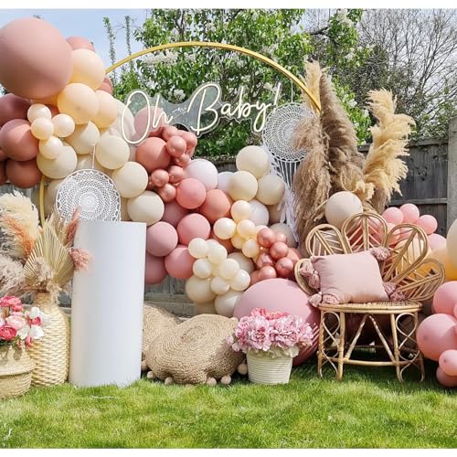 IHEPYQ Boho Balloon Arch Kit 158pcs Dusty Rose Balloon Garland Dusty Pink Nude Brown Cream Peach Chrome Rose Gold Balloon Garland Kit for Baby Shower Bridal Wedding Birthday Party Decorations - Image 1