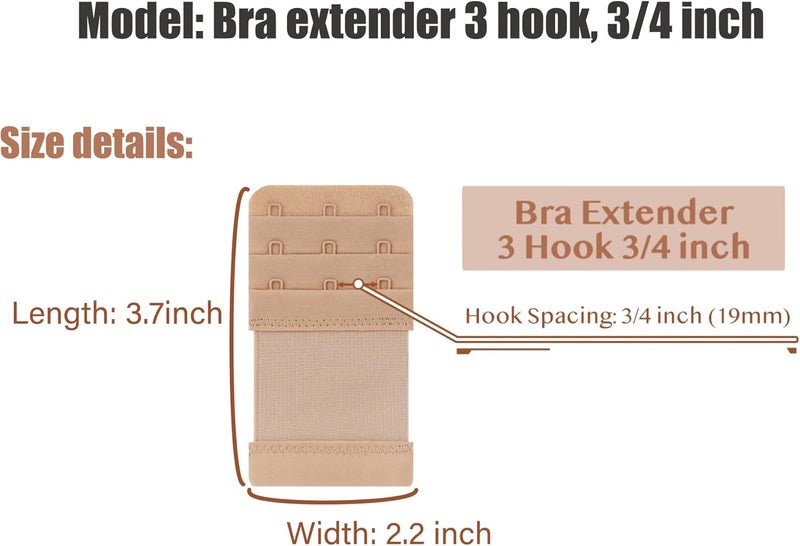 SAMGU Store Women's Bra Extenders 2 Hook / 3 Hook / 4 Hook / 5 Hook / 6 Hook, Soft Stretchy Back Bra Extension Strap - Image 2
