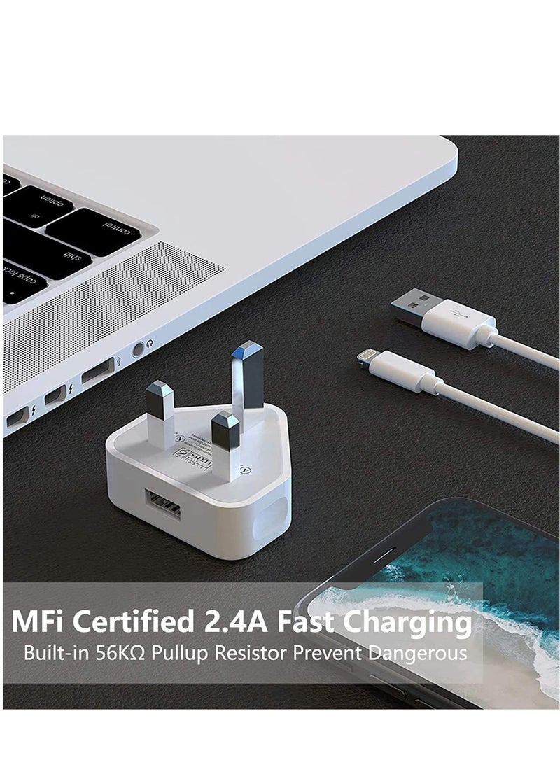 ELTRAZONE - iPhone Charger Lightning Cable, [Apple MFi Certified] 2 Pack USB Plug Rapid Wall Charger Travel Plug & 2 Pack Lightning to USB Fast Charging Data Sync Transfer Cord with iPhone 13 112/11/XS/XR/X/8/7/i - Image 1