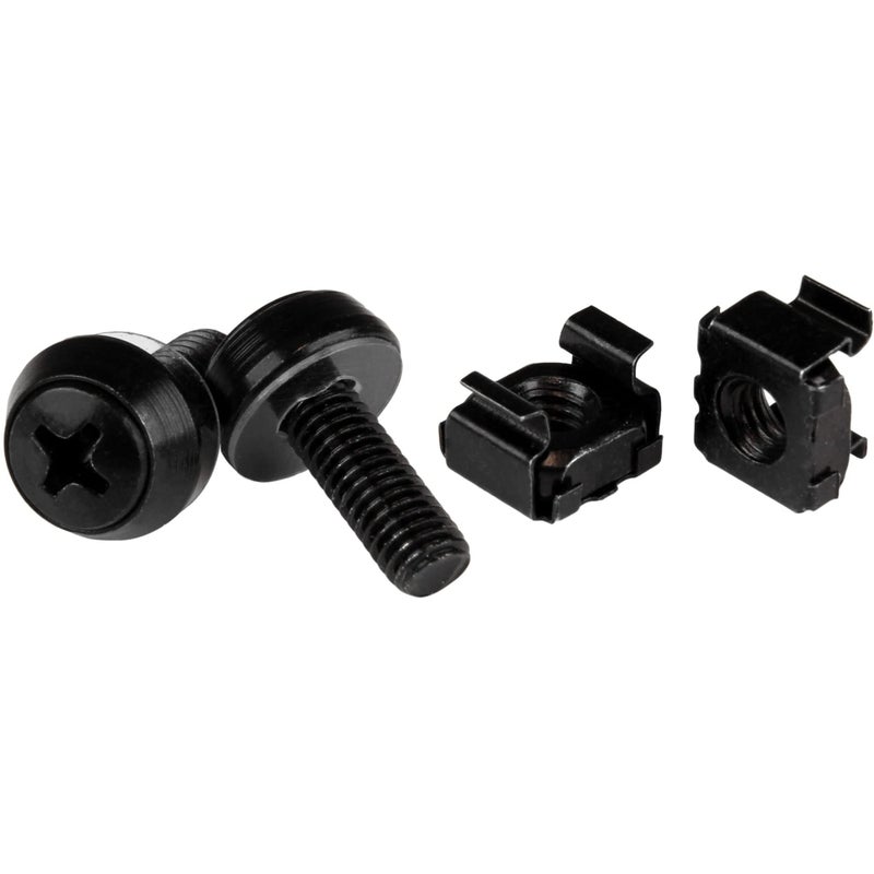 StarTech.com M6 x 12mm Screws and Cage Nuts - 100 Pack - M6 Mounting Screws and Cage Nuts for Server Rack and Cabinet - Black , TAA (CABSCREWM62B) - Image 2