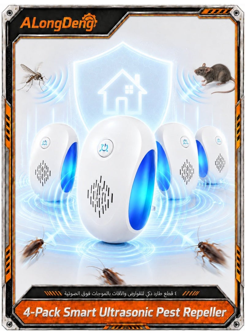 ALongDeng Ultrasonic Pest Repeller 4 Pack, Plug in Electronic Mouse Repellent Indoor, Rodent Repellent Device with Ultrasonic & Electromagnetic Technology, Chemical-Free Pest Control for Home, Kitchen, Bedroom, Garage & Whole House Protection - Image 1
