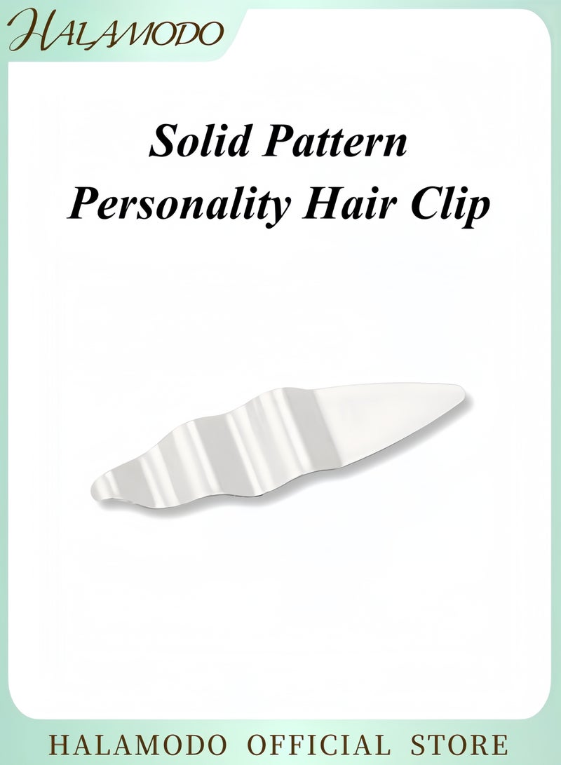 هالامودو مشبك شعر فضي بسيط مشبك شعر بخطوط ناعمة إكسسوار شعر معدني عصري مشبك شعر دقيق مع تثبيت قوي - Image 1