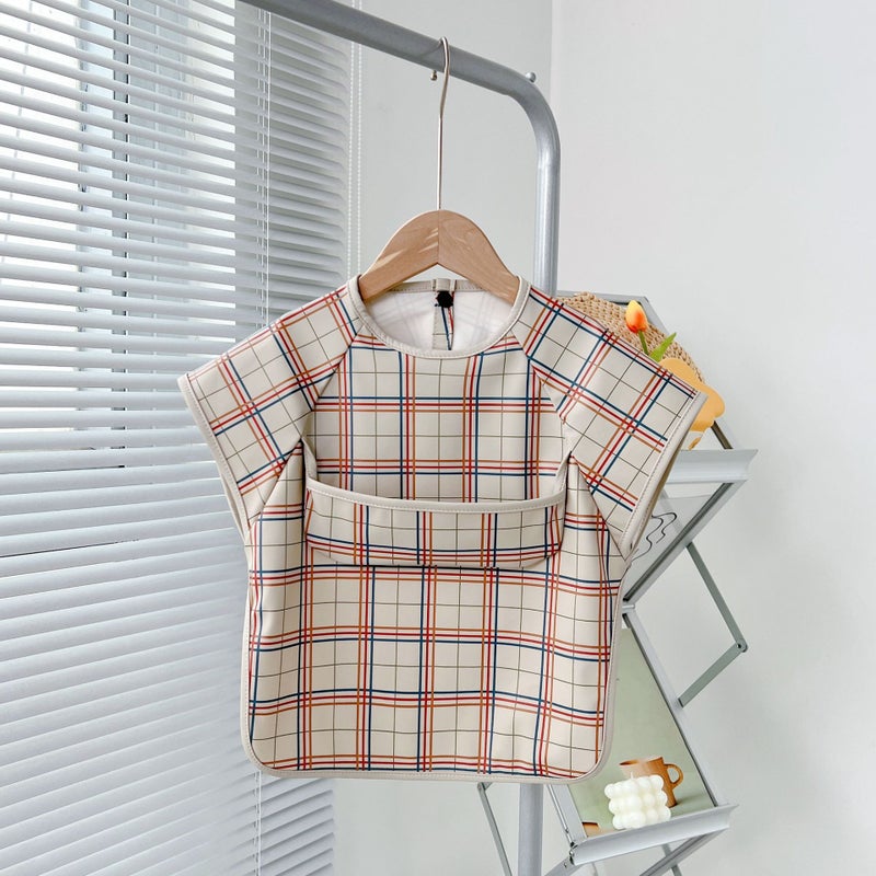 Baby Waterproof PU Feeding Bib Apron Elegant Square 
