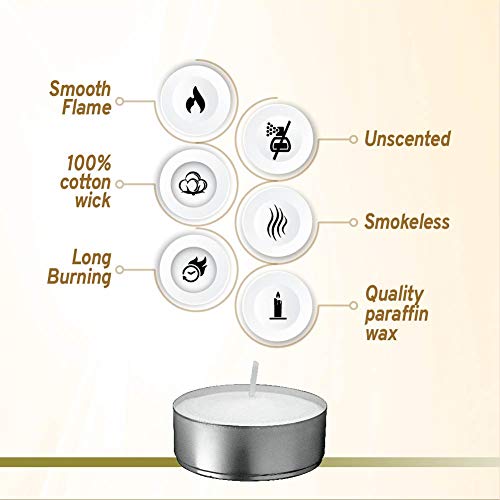 L'ner Tea Light Candles – Set of 100 Unscented Tea Lights – Burns Aprx. 3.5 Hour – Party & Ambience Candles – Restaurant Decorations - Image 5