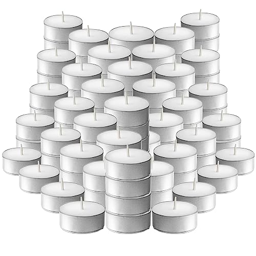 L'ner Tea Light Candles – Set of 100 Unscented Tea Lights – Burns Aprx. 3.5 Hour – Party & Ambience Candles – Restaurant Decorations - Image 1