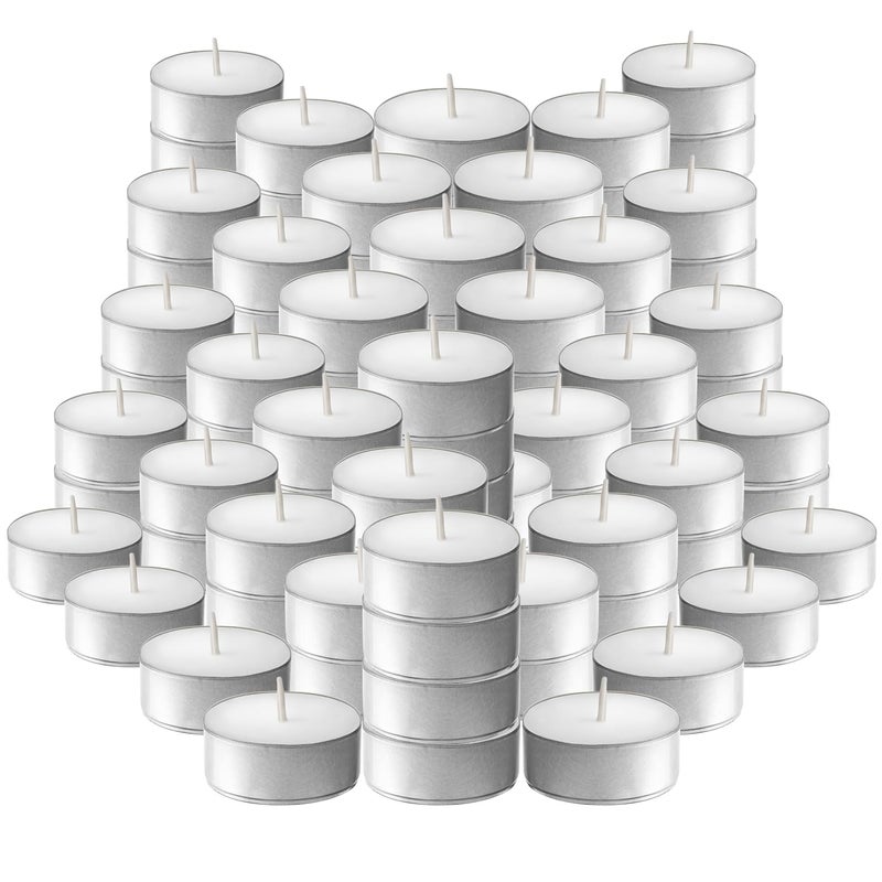 L'ner Tea Light Candles – Set of 100 Unscented Tea Lights – Burns Aprx. 3.5 Hour – Party & Ambience Candles – Restaurant Decorations - Image 4