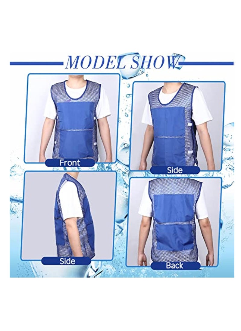 KASTWAVE 2Pcs Ice Vest, Cooling Vest with 16Pcs Ice Packs, Safety Vest, Summer Cooling Vest, Cool Jacket with Pockets for Outdoor Working in the Heat, Fishing, Running, Cycling, Gardening, Sports, Blue  - Image 5