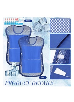 KASTWAVE 2Pcs Ice Vest, Cooling Vest with 16Pcs Ice Packs, Safety Vest, Summer Cooling Vest, Cool Jacket with Pockets for Outdoor Working in the Heat, Fishing, Running, Cycling, Gardening, Sports, Blue  - Image 2