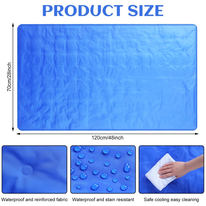 Drydiet Cooling Pad Mat for Sleep Cooling Mattress Pad Gel for Bed, Relieve Pain, Summer Hot Flashes, Adult, Pets, No Water or Electricity Required(Plain,Blue,48 x 28 Inch) - Image 2