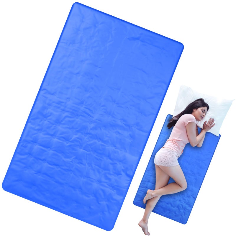 Drydiet Cooling Pad Mat for Sleep Cooling Mattress Pad Gel for Bed, Relieve Pain, Summer Hot Flashes, Adult, Pets, No Water or Electricity Required(Plain,Blue,48 x 28 Inch) - Image 1