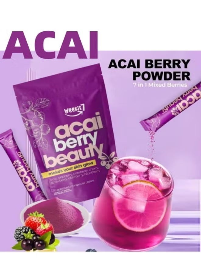 Acai Berry Beauty - مسحوق التوت البري الطبيعي 100 ٪ | تدعم الجلد المتوهج ومضادات الشيخوخة وإزالة السموم ومضادات الأكسدة-الأطعمة اليومية للنساء-35 جرام (قد تختلف التعبئة)