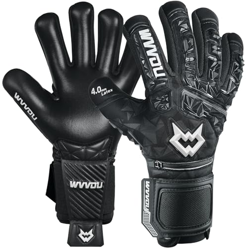 WVVOU Soccer Goalie Gloves for Adults and Youth High Performance Goalkeeper Gloves with 5 Detachable Finger Saves Breathable Soccer Gloves with 4mm Sticky Latex Palm Black 9 - Image 1