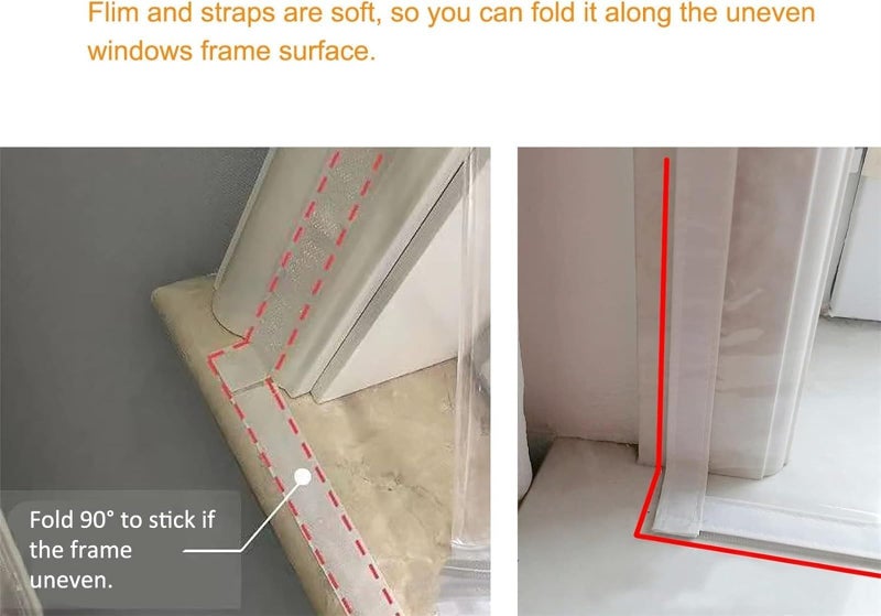 يُسلِّم طقم عزل النوافذ 71 بوصة × 79 بوصة (180 × 200 سم) لفصل الشتاء، يحافظ على برودة المكان، مثبت بأشرطة لاصقة قابلة لإعادة الاستخدام، سهل الفتح، غلاف بلاستيكي متين للنافذة - Image 5
