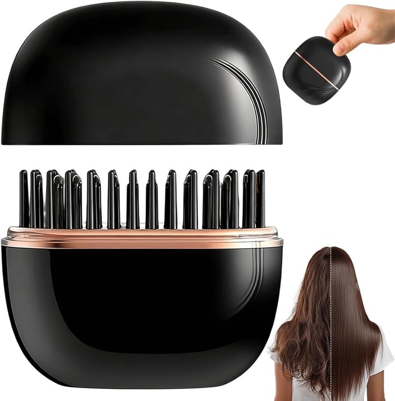 Rechargeable Mini Cordless Hair Straightener Portable Flat Iron 3 Speed Temp Control Anti Scald Shell Travel Black - Image 1
