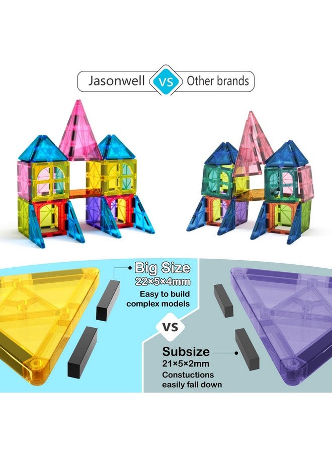 Jasonwell Jasonwell Magnetic Tiles Building Blocks Set for Boys Girls Preschool Educational Magnet Construction Kit Stacking STEM Toys Christmas Birthday Gifts for Kids Toddlers 3 4 5 6 7 8 9 10 + Year Old  - Image 3