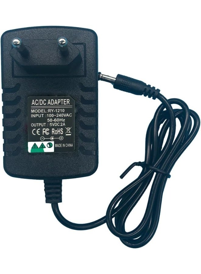 5V 2A Power Supply Charger, 100V-240V AC to DC 10W, 5.5 x 2.1/2.5 mm, Compatible with Camera, Router, LED Strip Light