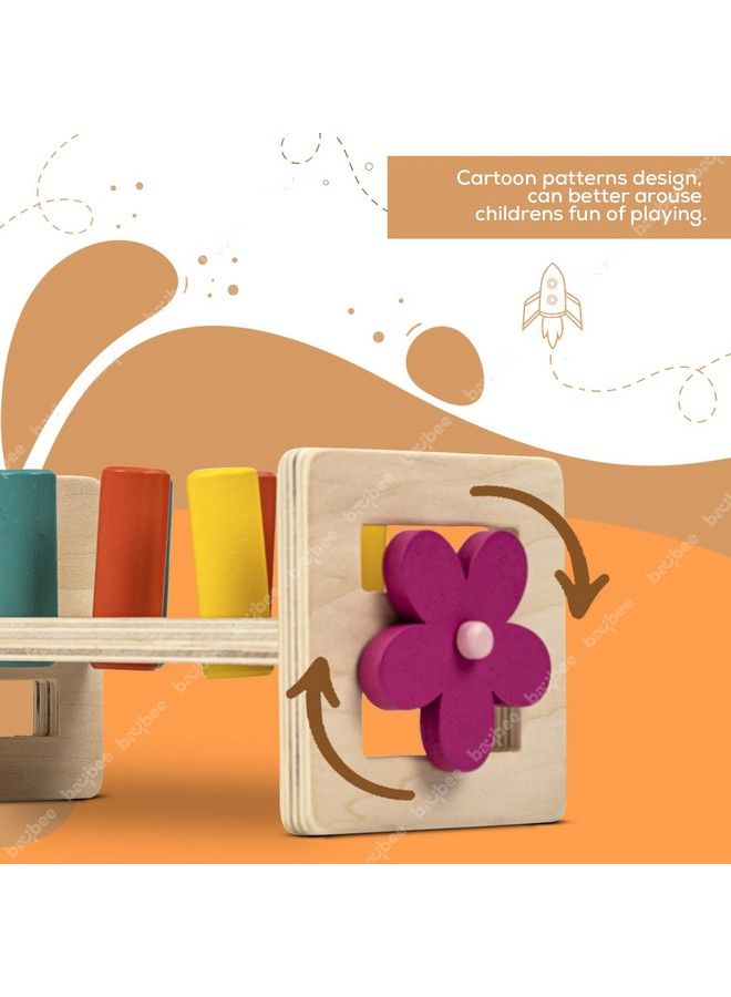 BAYBEE مجموعة ألعاب مطرقة خشبية للأطفال مع ساعة لتنمية المهارات الحركية الدقيقة والبراعة ألعاب مطرقة تعليمية مبكرة للأطفال من سن 3 سنوات فما فوق للأولاد والبنات - Image 5