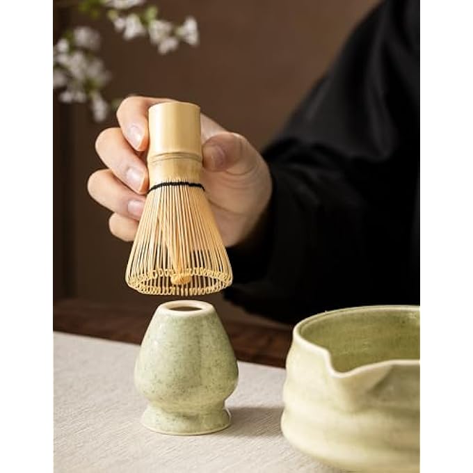 Nekit Matcha Whisk Set Unique Matcha Set  Matcha Bowl Matcha Whisk And Whisk Stand Traditional Tea Scoop The Perfect Ceremony Start Up Set To Prepare An Authentic Cup Of Matcha Green Glaze - Image 3