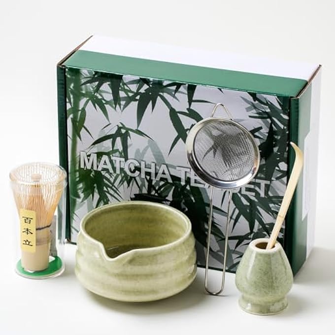 Nekit Matcha Whisk Set Unique Matcha Set  Matcha Bowl Matcha Whisk And Whisk Stand Traditional Tea Scoop The Perfect Ceremony Start Up Set To Prepare An Authentic Cup Of Matcha Green Glaze - Image 2