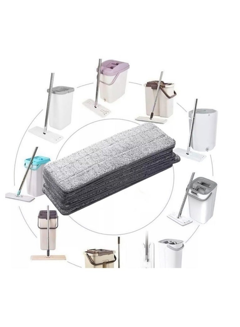 Parquet Mop Spare Parts -  5 Reusable Washable Microfiber Mop Pads - Wet and Dry Mop Head Replacement - Suitable for Most Floor Mops with Velcro Strip - Cleaning Pads for Bedrooms, Windows, Bathrooms, and Homes - Image 2
